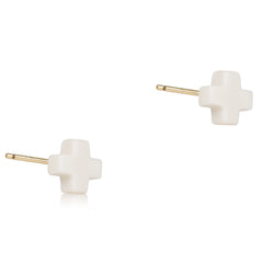 Signature Cross Small Stud - Off-White