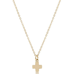 16" Necklace Gold - Signature Cross Small Gold Charm