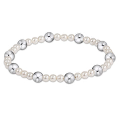 Pearl Sincerity Pattern 4mm Bead Bracelet - 6mm Sterling