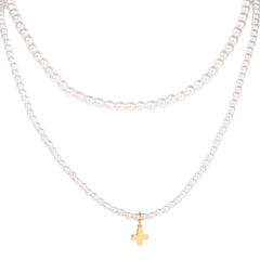 layers with meaning - pearl signature cross charm