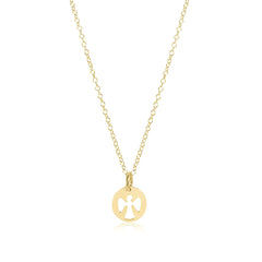 16" Necklace Gold - Guardian Angel Small Gold Disc