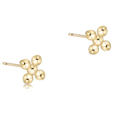 Classic Beaded Signature Cross Small Stud - 2mm Bead Gold