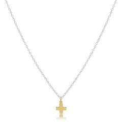 16" Necklace Sterling Mixed Metal - Signature Cross Gold Charm