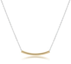 16" Necklace Sterling Mixed Metal - Bliss Bar Small Gold