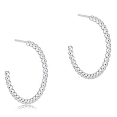Beaded Classic 1.25" Post Hoop - 3mm Sterling