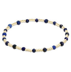 egirl Gemstone Gold Sincerity Pattern 3mm Bead Bracelet - Lapis
