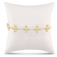 Signature Cross Sincerity Pattern Pearl 3mm Bead Bracelet - Classic Beaded Signature Cross Gold - 4mm Bead Gold