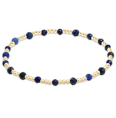 Gemstone Gold Sincerity Pattern 3mm Bead Bracelet - Lapis