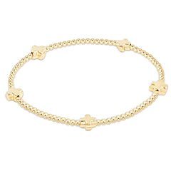 egirl Signature Cross Small Gold Pattern 2mm Bead Bracelet - Gold