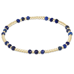 Gemstone Gold Joy Pattern 3mm Bead Bracelet - Lapis