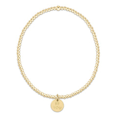 Classic Gold 2mm Bead Bracelet - be you. Small Gold Word Disc
