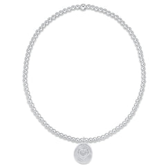 classic sterling 2mm bead bracelet - inspire love small sterling charm