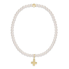 egirl Classic Pearl 3mm Bead Bracelet – Signature Cross Gold Charm