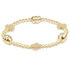Signature Cross Admire Gold Pattern 3mm Bead Bracelet - Gold