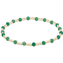 Gemstone Gold Sincerity Pattern 3mm Bead Bracelet - Green Onyx
