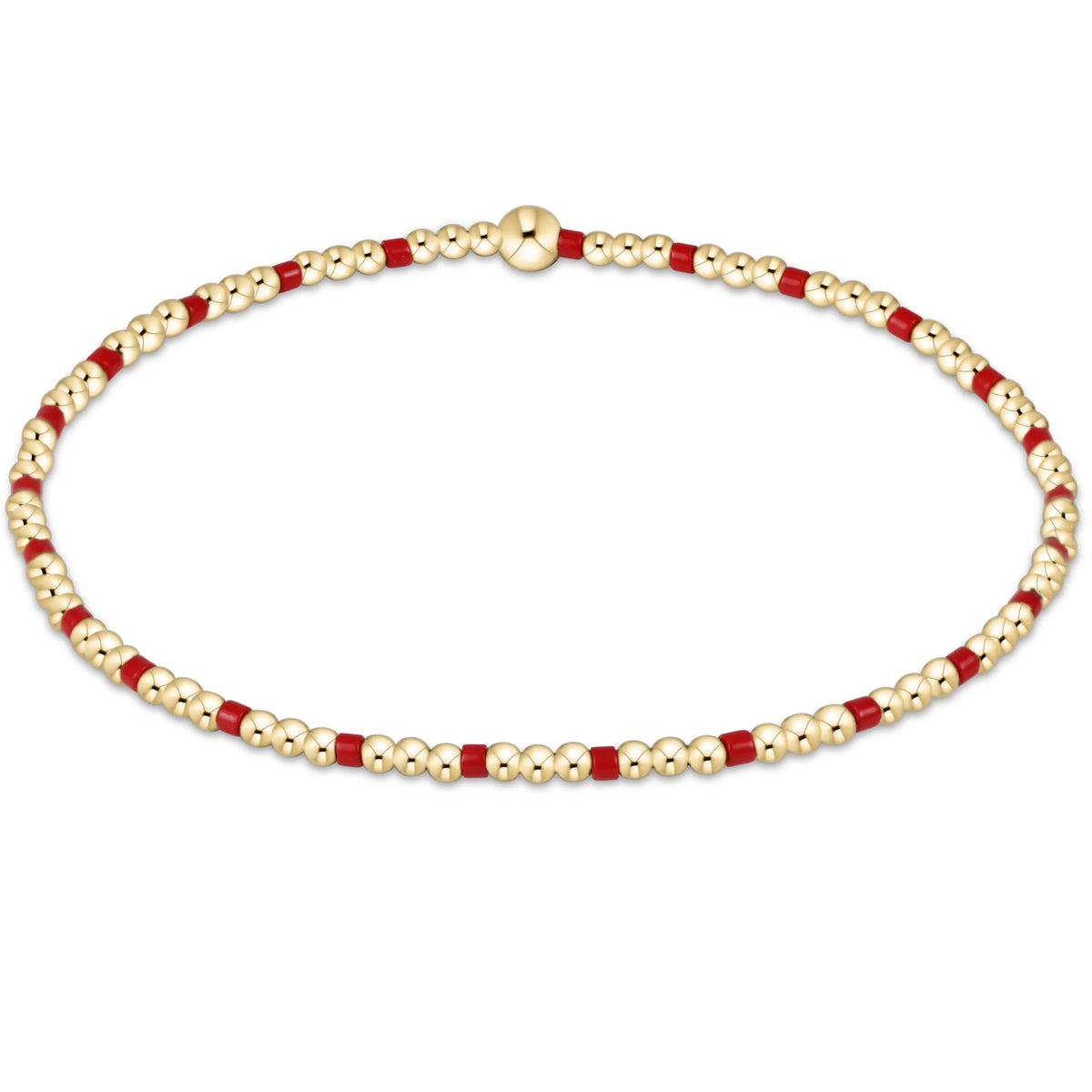 Gameday Hope Sincerity Pattern 2mm Bead Bracelet - Bright Red