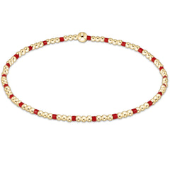 Gameday Hope Sincerity Pattern 2mm Bead Bracelet - Bright Red