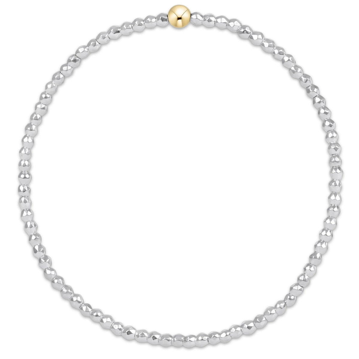 bright silver faceted hematite 2mm bead bracelet