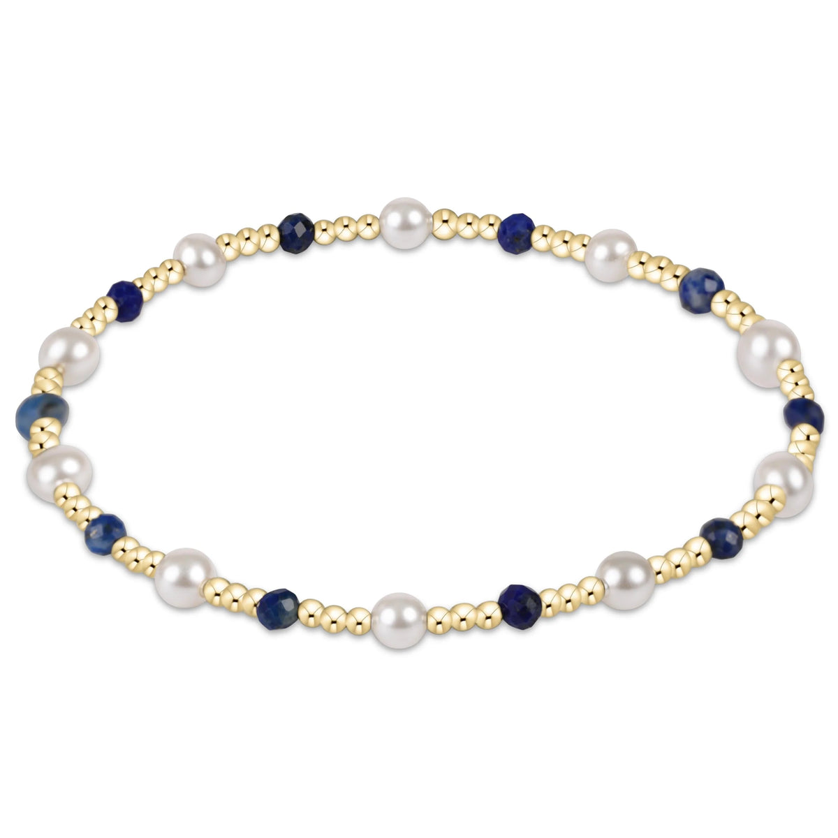 Pearl Sincerity Pattern 4mm Bead Bracelet - Lapis