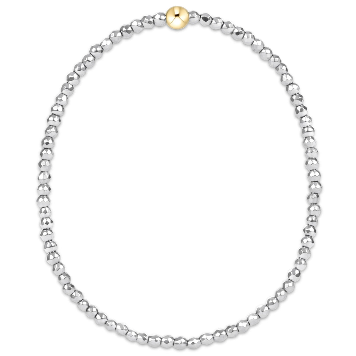 silver faceted hematite 2mm bead bracelet