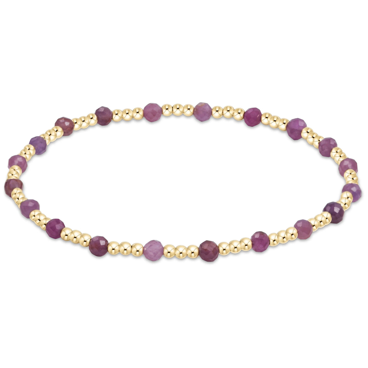 Gemstone Gold Sincerity Pattern 3mm Bead Bracelet - Ruby