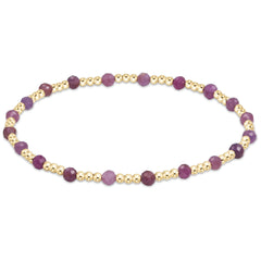 Gemstone Gold Sincerity Pattern 3mm Bead Bracelet - Ruby