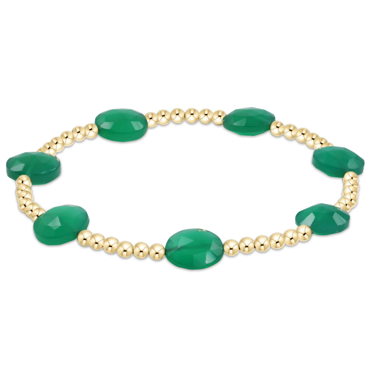 Admire Gold 3mm Bead Bracelet - Green Onyx