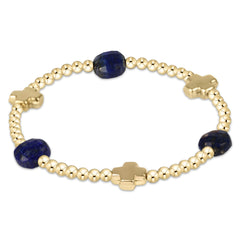 Signature Cross Admire Gold Pattern 3mm Bead Bracelet - Lapis