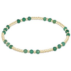 Gemstone Gold Joy Pattern 3mm Bead Bracelet - Green Onyx