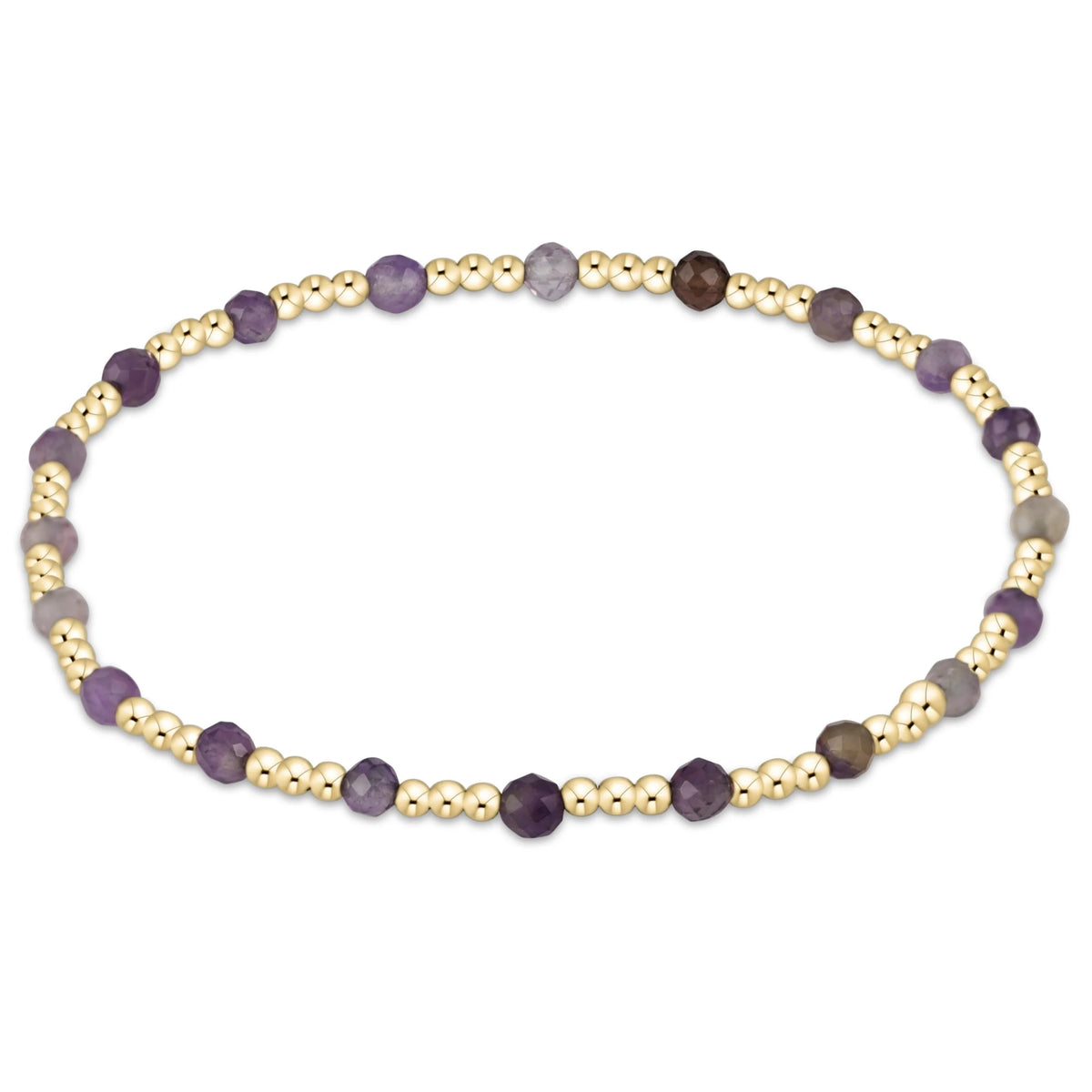 egirl Gemstone Gold Sincerity Pattern 3mm Bead Bracelet - Amethyst