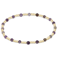 egirl Gemstone Gold Sincerity Pattern 3mm Bead Bracelet - Amethyst