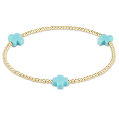 Signature Cross Gold Pattern 2mm Bead Bracelet