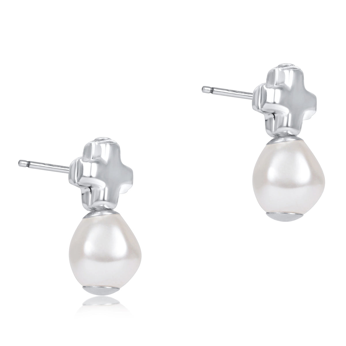 Signature Cross Sterling Stud - Pearl