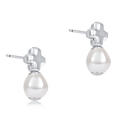 Signature Cross Sterling Stud - Pearl