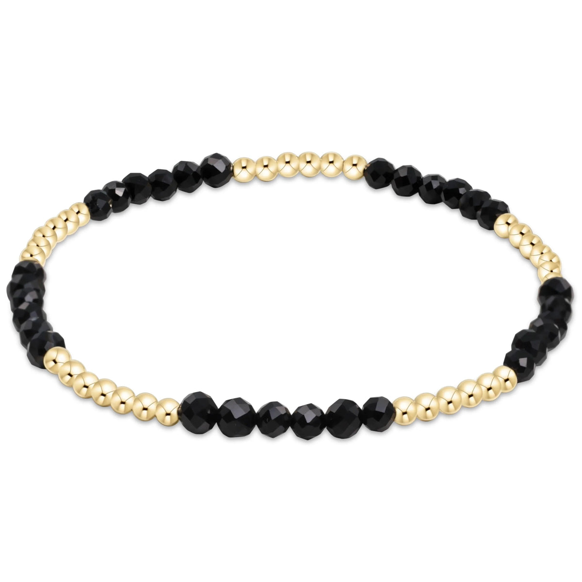 Blissful Pattern 2.5mm Bead Bracelet - Faceted Onyx