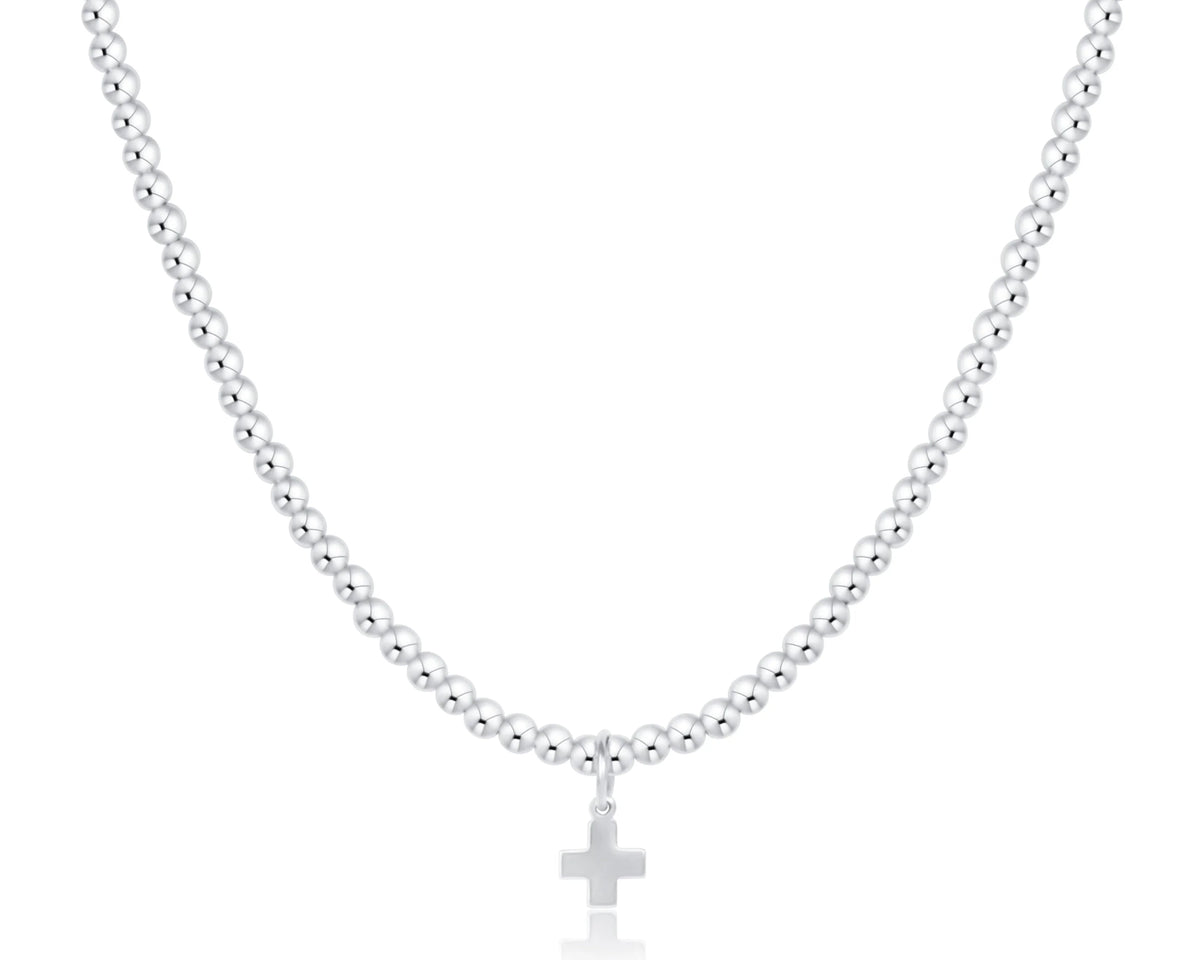 Choker Classic Sterling 3mm Bead - Signature Cross Sterling Charm