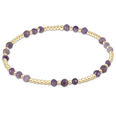 Gemstone Gold Joy Pattern 3mm Bead Bracelet - Amethyst