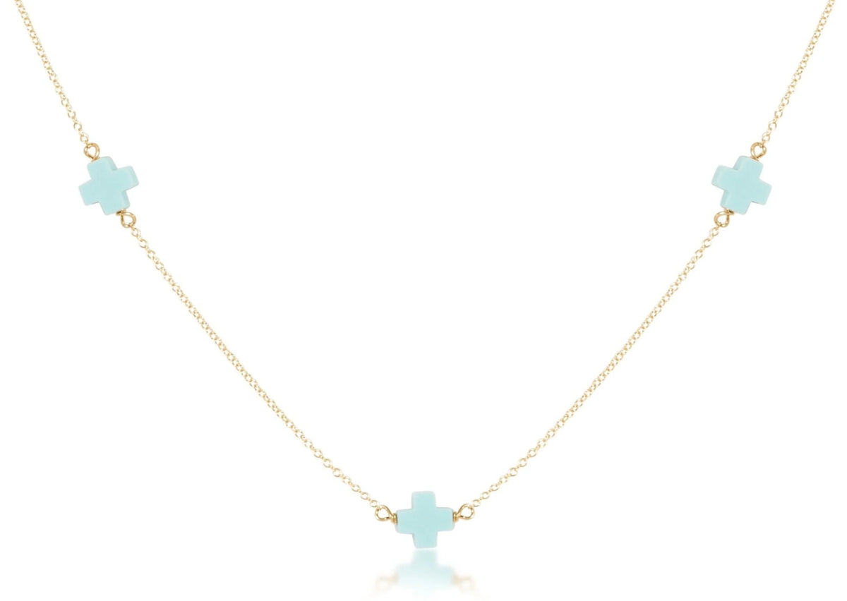 choker simplicity chain gold - signature cross turquoise