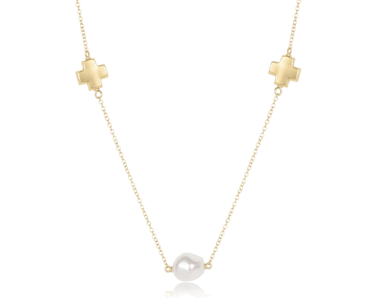 Choker Signature Cross Admire Simplicity Chain Gold - Pearl
