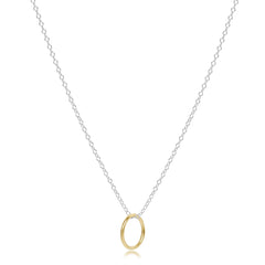 16" Necklace Sterling Mixed Metal - Halo Gold Charm