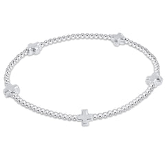 Signature Cross Small Sterling Pattern 2mm Bead Bracelet - Sterling