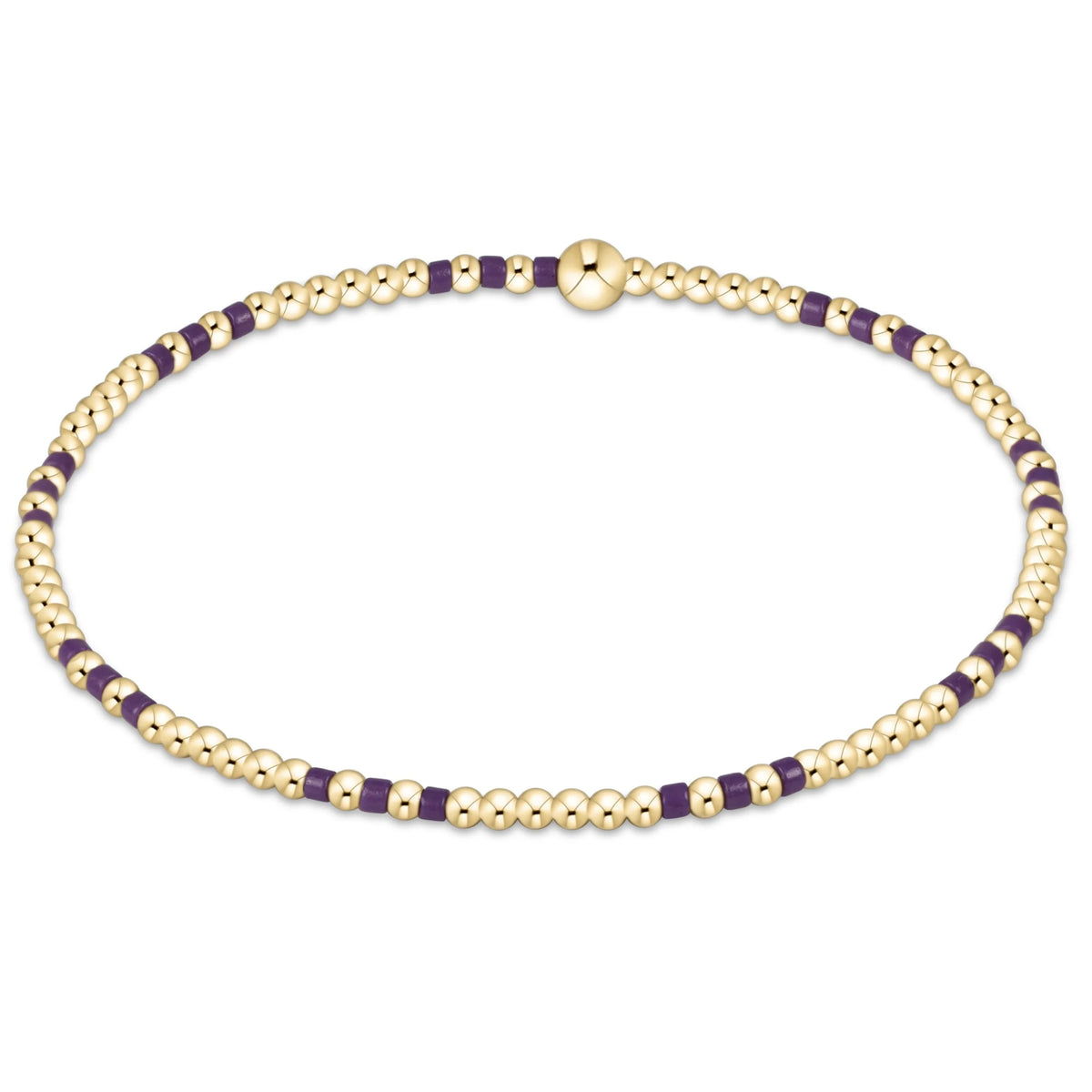 Gameday Hope Joy Pattern 2mm Bead Bracelet - Deep Purple