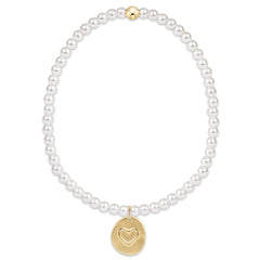 classic pearl 3mm bead bracelet - inspire love small gold charm