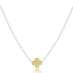 16" Necklace Sterling Mixed Metal - Signature Cross Gold