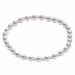 Classic Grateful Pattern Sterling 4mm Bead Bracelet - Pearl