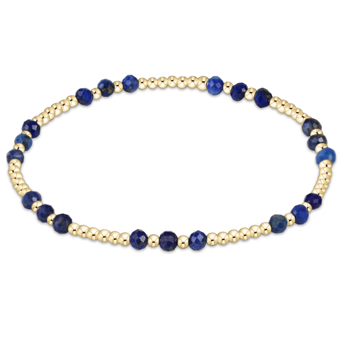 Gemstone Gold Joy Pattern 3mm Bead Bracelet - Lapis