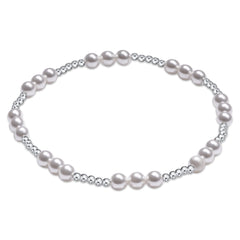 Classic Joy Pattern Sterling 4mm Bead Bracelet - Pearl
