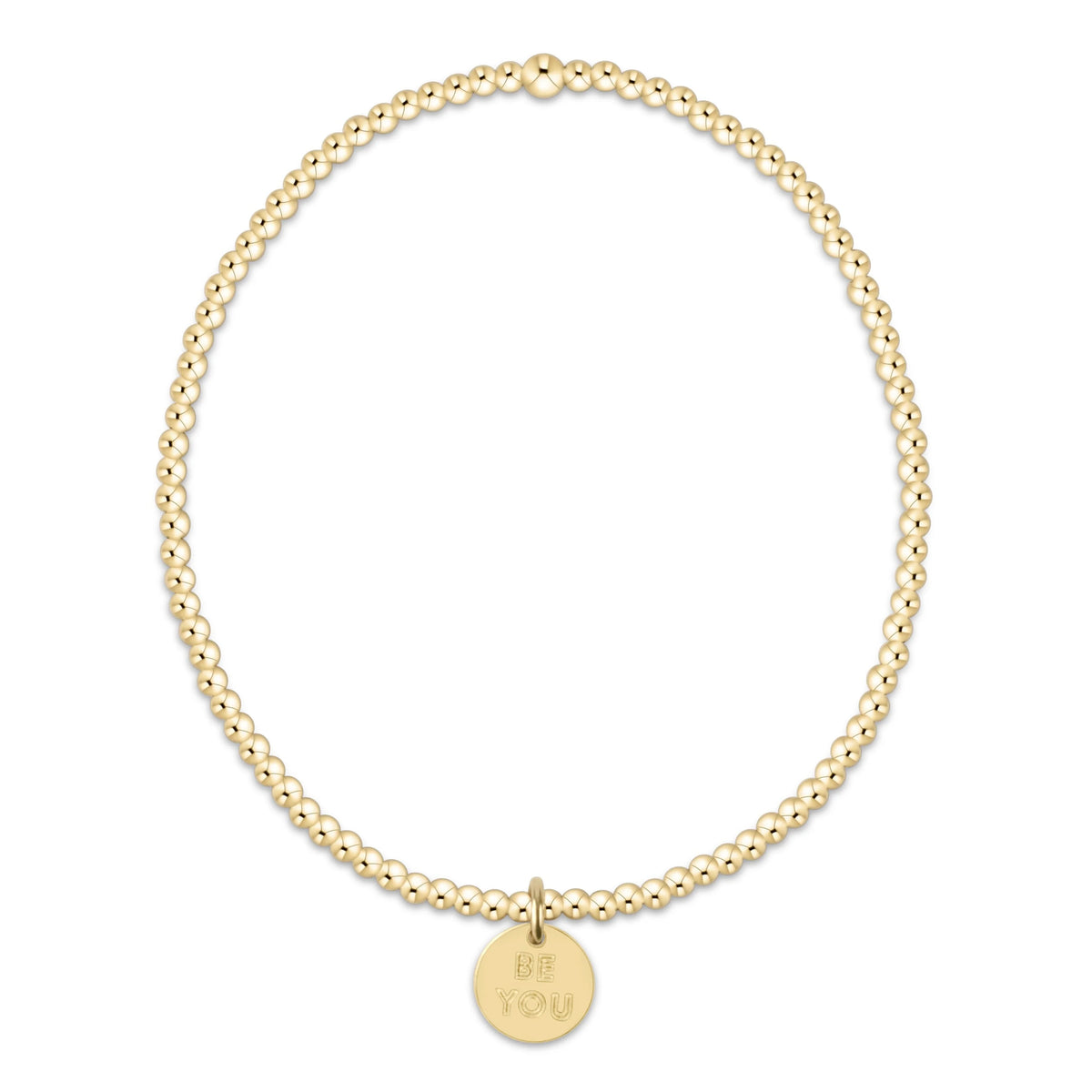 Classic Gold 2mm Bead Bracelet - be you. Small Gold Word Disc