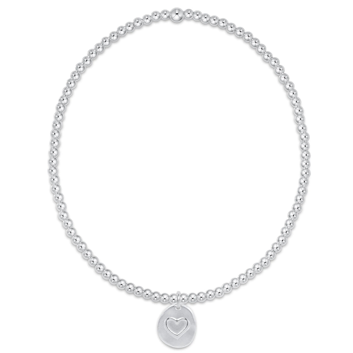 classic sterling 2mm bead bracelet - inspire love small sterling charm