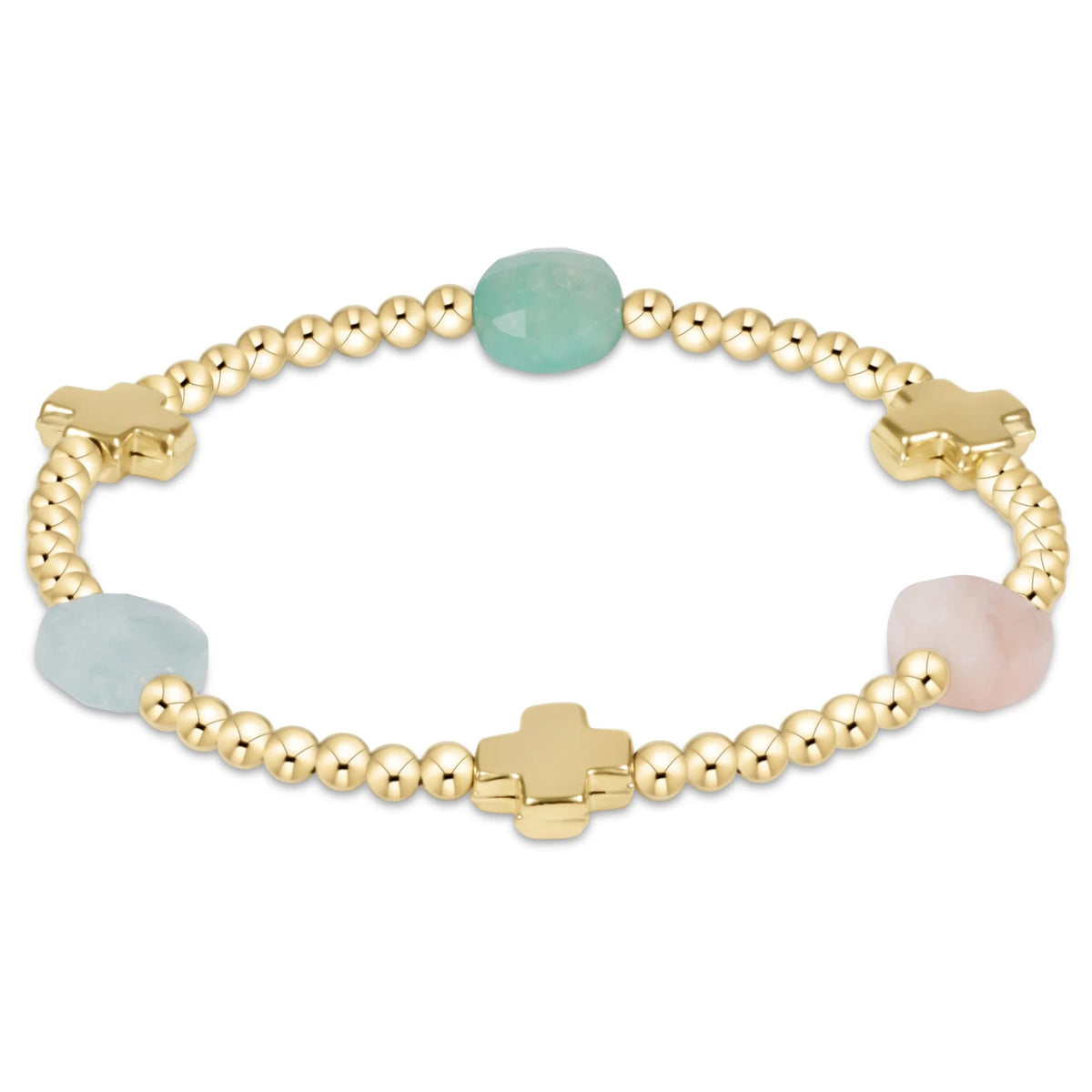 Signature Cross Admire Gold Pattern 3mm Bead Bracelet - Hot Mess SS25
